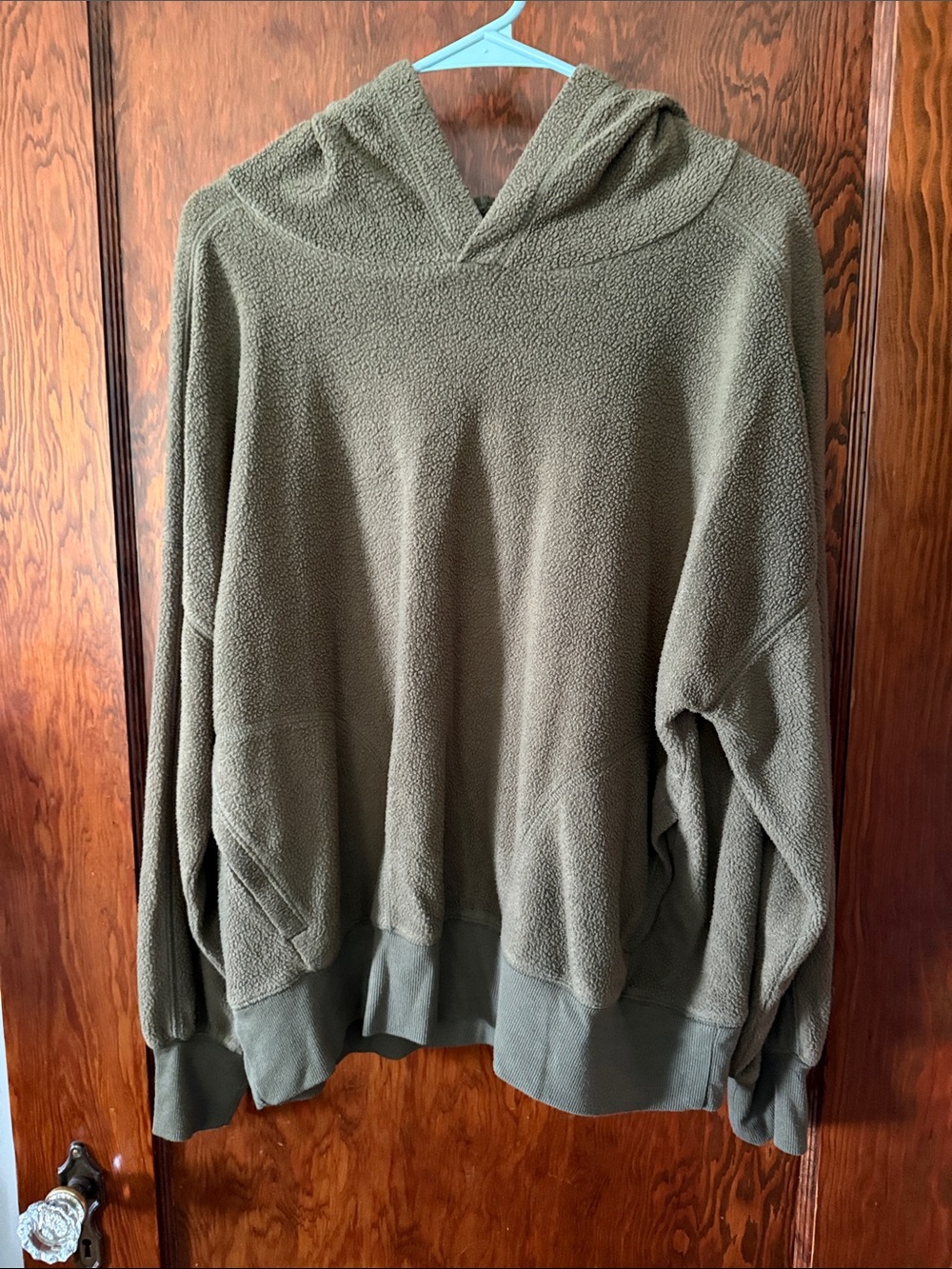 Women's Olive Green Crewneck Fleece Sweater Hoodie